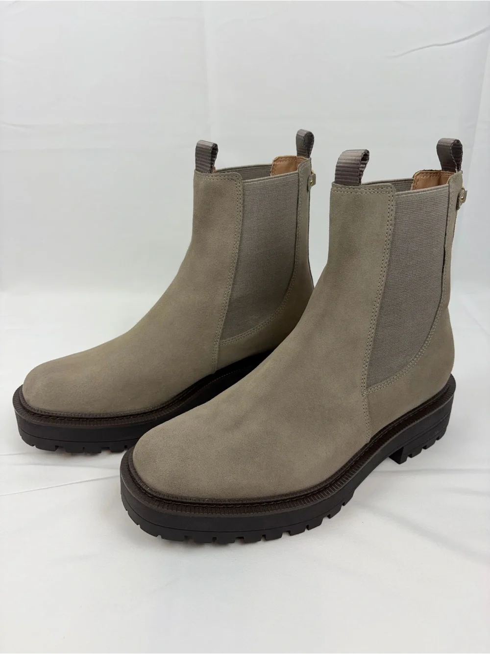 Sam Edelman Suede Leather Laguna Chelsea Boots Women’s 9 Grey Beige